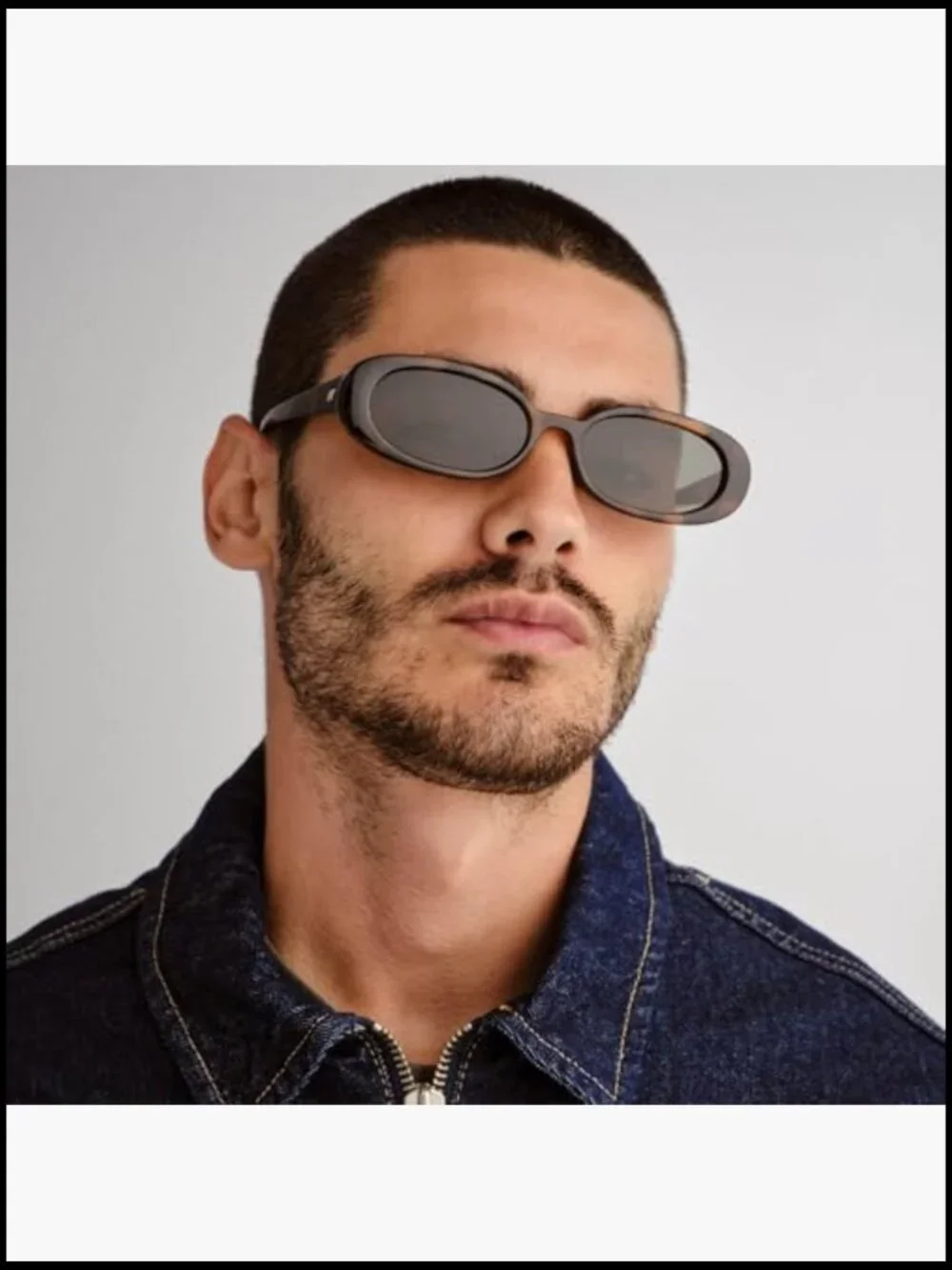 Unisex Oval Sunglasses - Tort Frame, Green Lenses, Micro 90s Style
